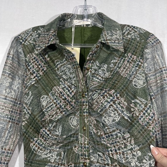 NWT $295 RAMY BROOK [ Small ] Hamilton Mesh Long Sleeve Top Sage Tartan 7136 - Picture 10 of 16